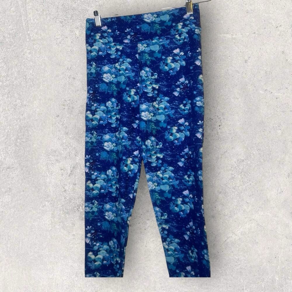 New Without Tag Blue Floral Athletic Legging Size Large/XL Super soft - Picture 2 of 6